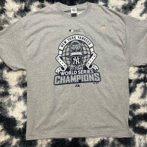 Majestic Gray New York Yankees World Series Champions T Shirt